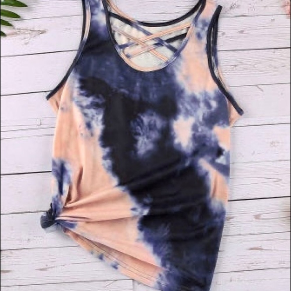 Crisscross Tie Dye Tank Top